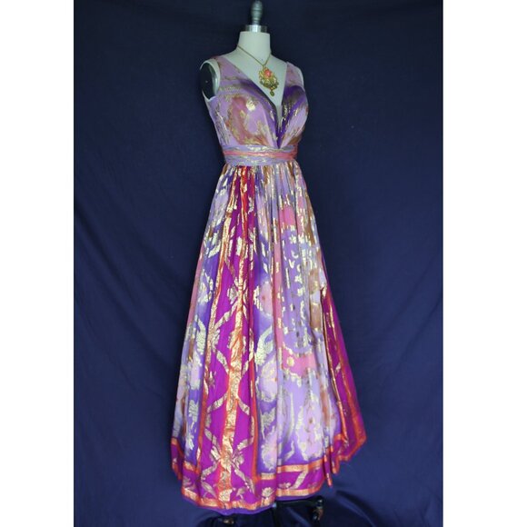 Elegant Purple and Gold Evening Gown - Picture 7 of 11